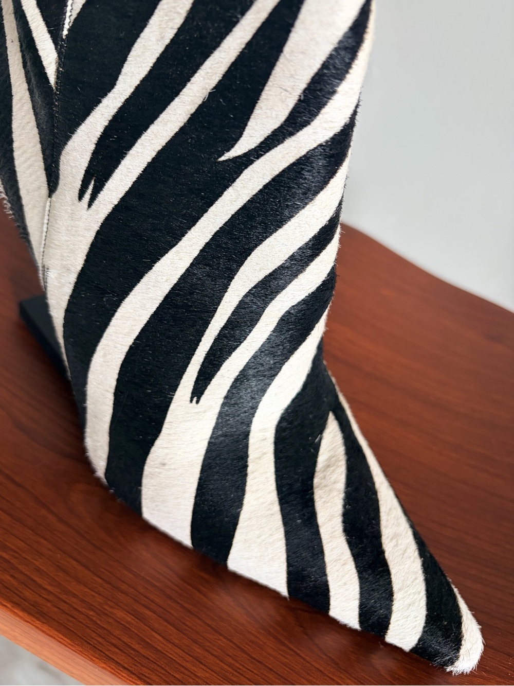 Jeffrey Campbell Black & White Zebra Knee-High Pointed Boots - Picture 3 of 10